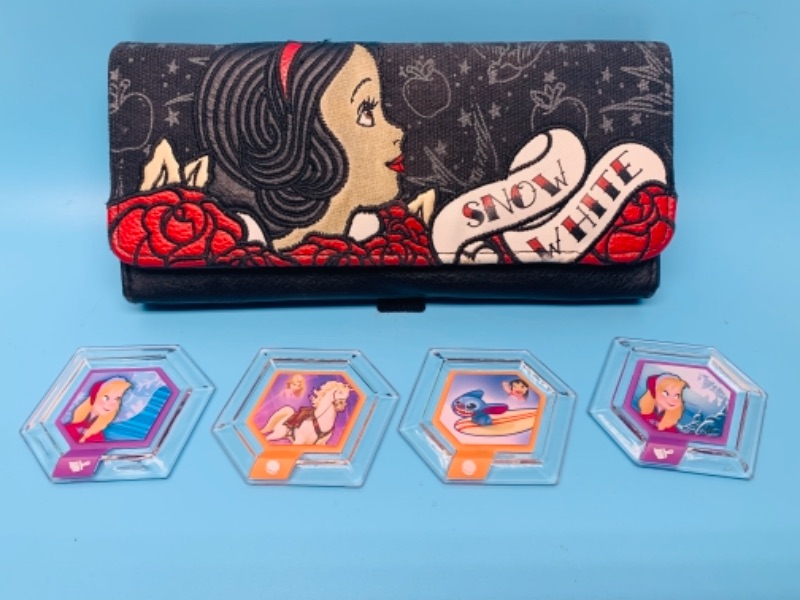 Photo 1 of 766445… Disney loungefly Snow white wallet and four infinity power discs