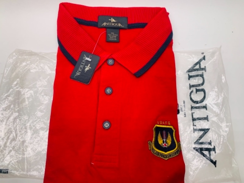 Photo 1 of 465…Antigua polo shirt size xxl in package with Air Force logo 