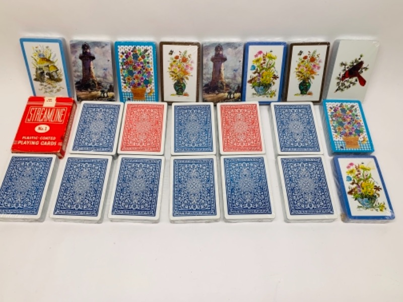Photo 1 of 490…22 sealed vintage playing cards and bridge size cards