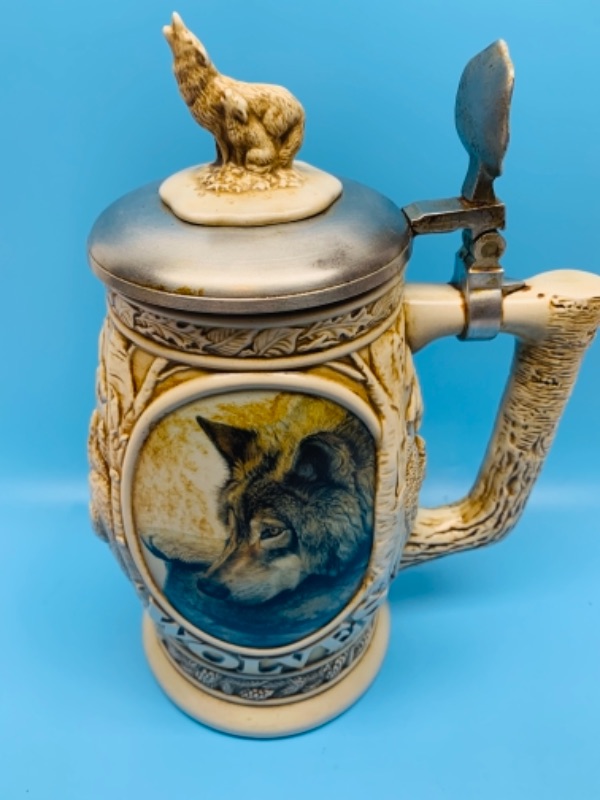 Photo 3 of 495…vintage 10 inch American wolf stein handcrafted in Brazil 