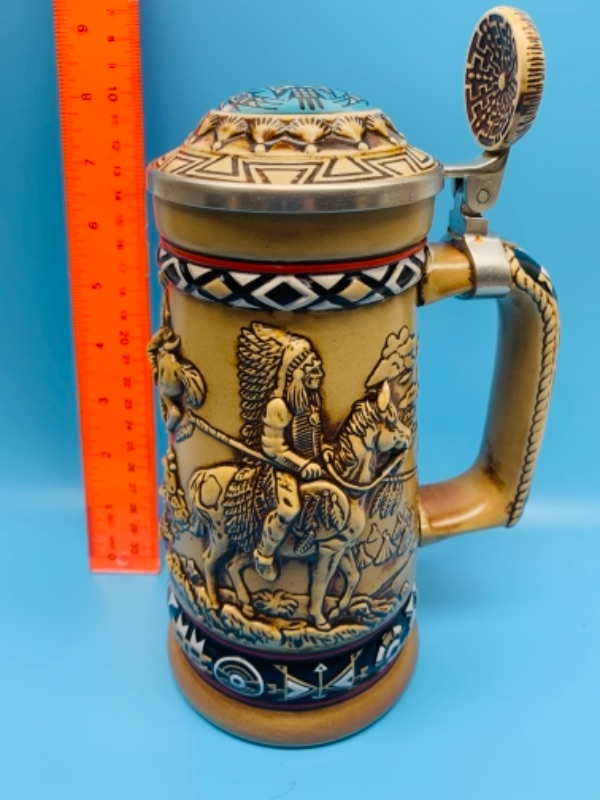 Photo 1 of 496…vintage 9 inch American frontier stein handcrafted in Brazil 