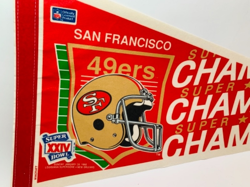 Photo 2 of 501…vintage 1990 Super Bowl pennant 