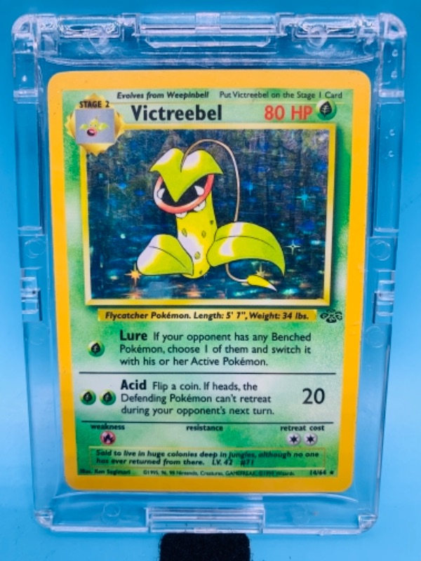 Photo 1 of 512… Pokémon victreebel 14/64 holo card in hard plastic case 