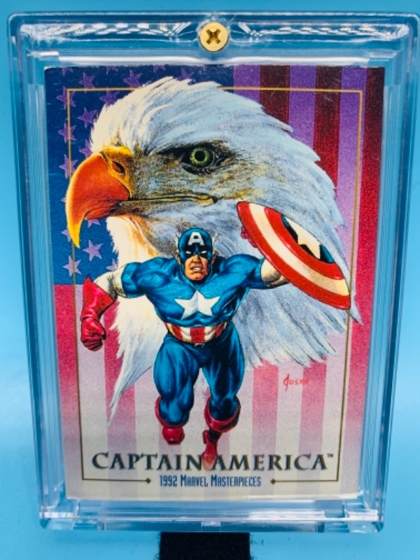 Photo 1 of 766514…marvel masterpieces 1992 Captain America card 16 in hard plastic case