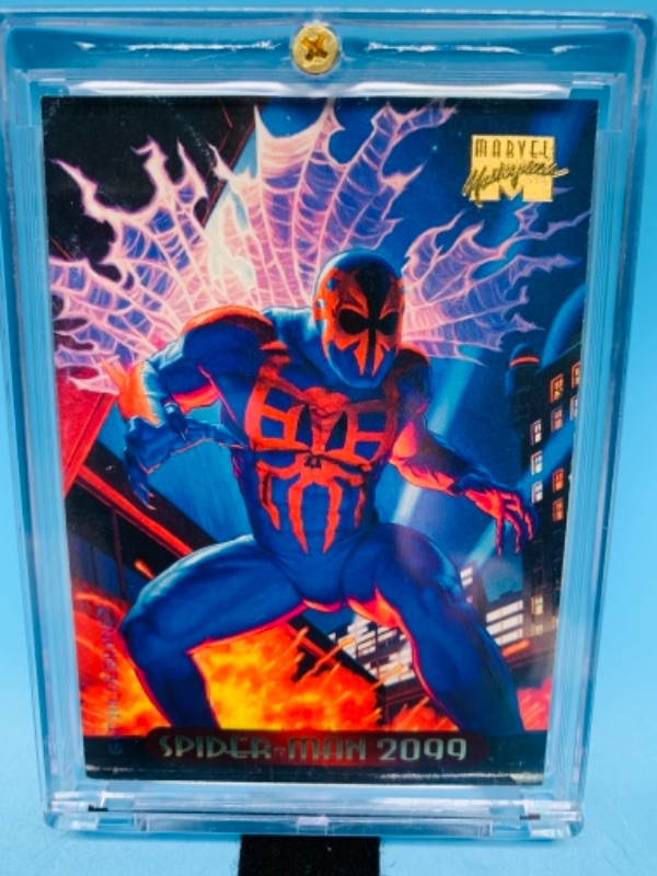 Photo 1 of 766534…marvel masterpieces 2099 Spiderman card 116 in  hard plastic case