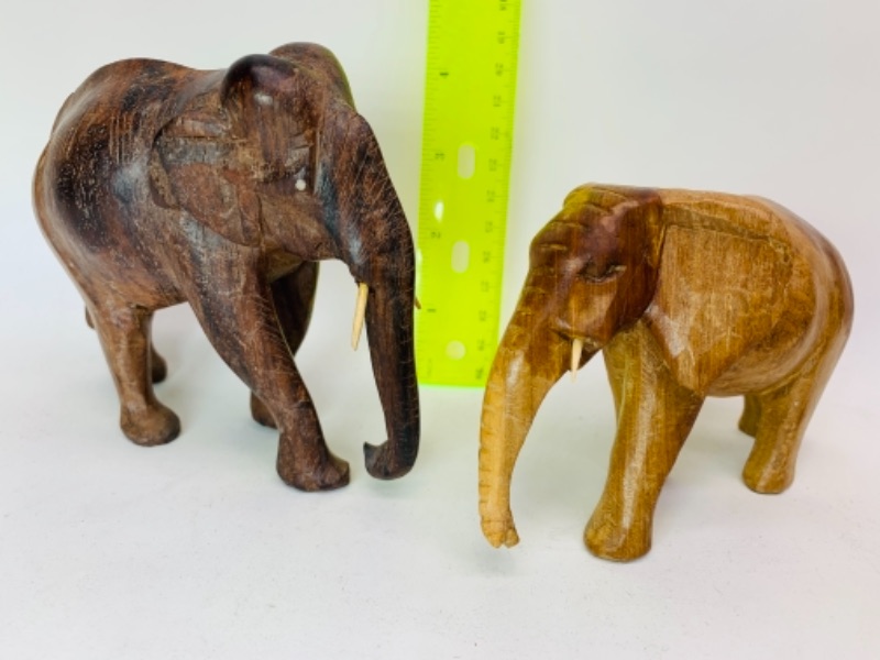 Photo 1 of 645…vintage wood carved elephant statues 
