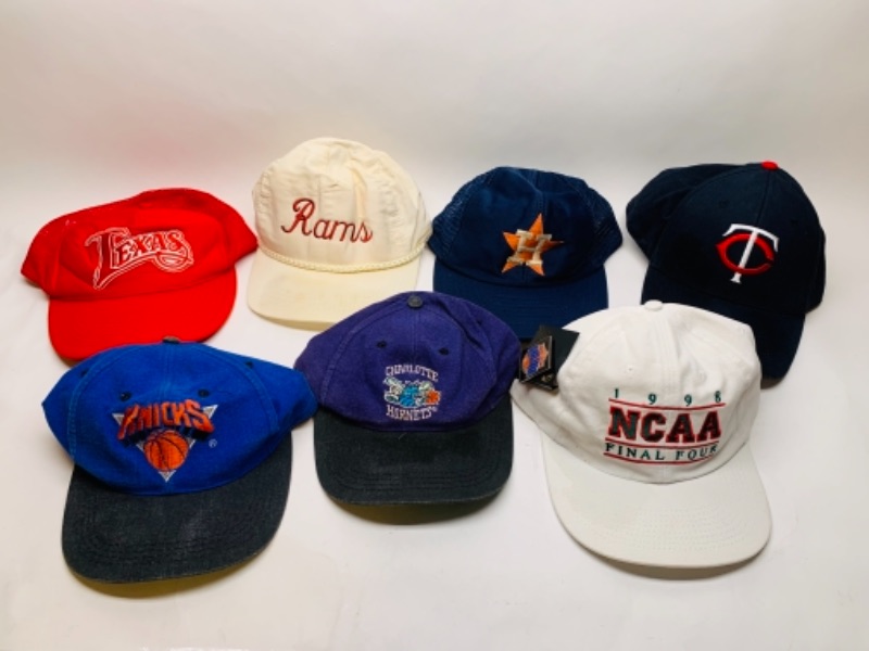 Photo 1 of 766563…7 used baseball caps major wear great for wall display 