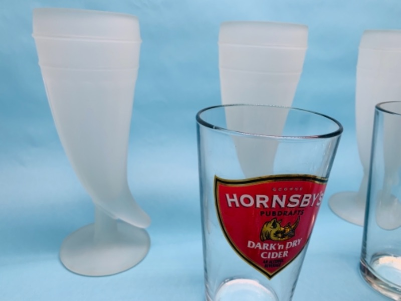 Photo 2 of 766587…Hornsby beer glasses, crown royal glasses, and 4 matching glasses 