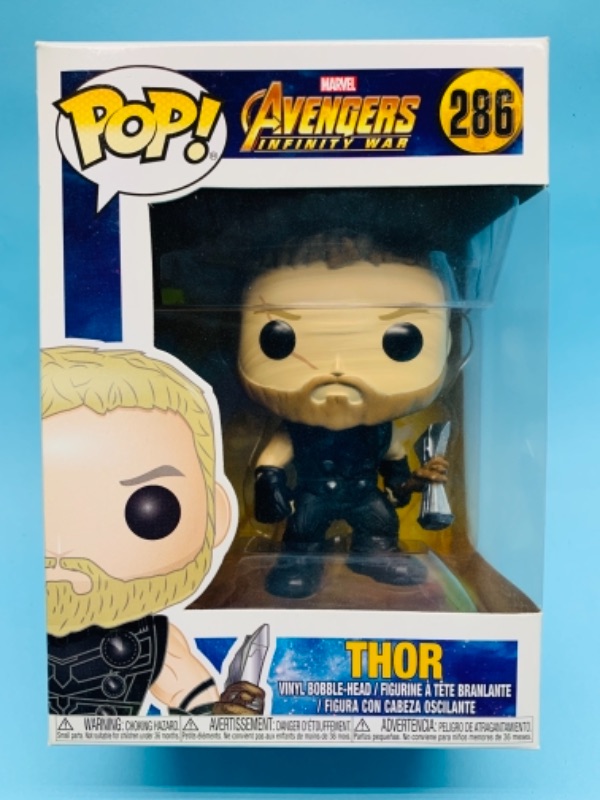 Photo 1 of 766595…Funko pop Marvel avengers infinity war Thor Vinyl bobble head figure in original box