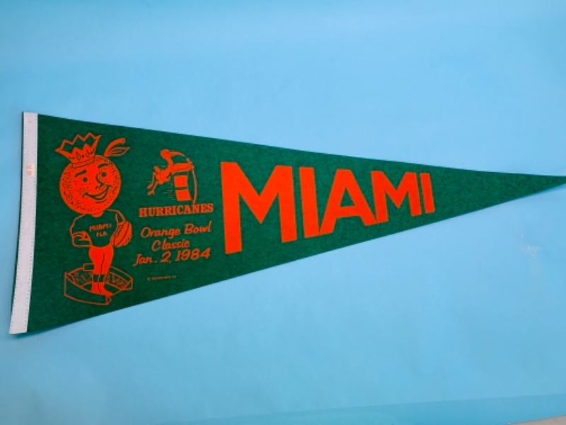 Photo 1 of 766601…vintage Miami hurricanes orange bowl pennant