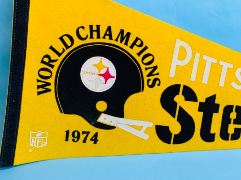 Photo 2 of 766605… vintage Pittsburg Steelers world champions 1974 pennant