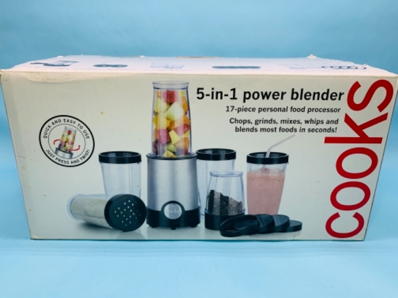 Photo 1 of 766619… cooks 5 in 1 power blender with box 