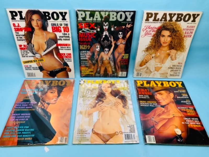 Photo 1 of 766628…adults only- 6 playboy magazines in plastic sleeves 