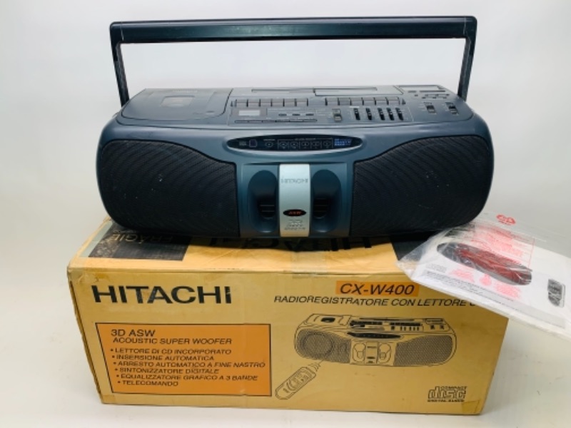 Photo 1 of 766637…vintage hitachi cd radio cassette recorder boom box with original box and remote 