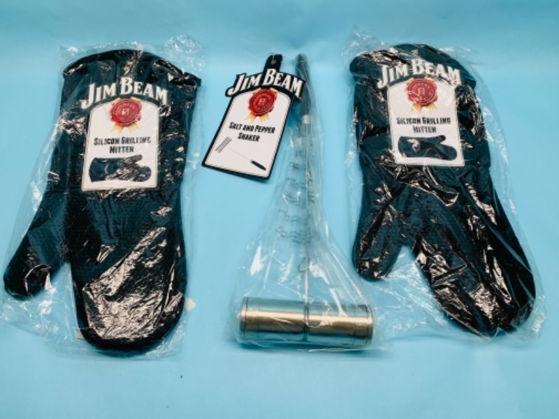 Photo 1 of 766653…Jim beam grilling mittens and s and p shaker in packages 