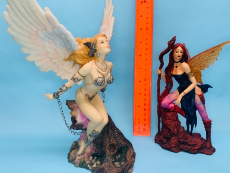 Photo 1 of 766670…2 pc mystical fairy figurines large 10 and 7 inch 