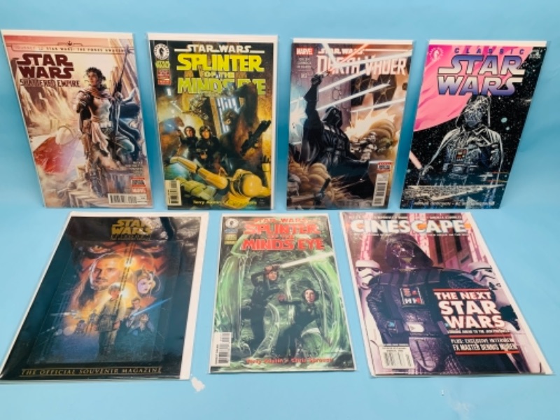 Photo 1 of 766686…5 Star Wars comics and 2 magazines in plastic sleeves 
