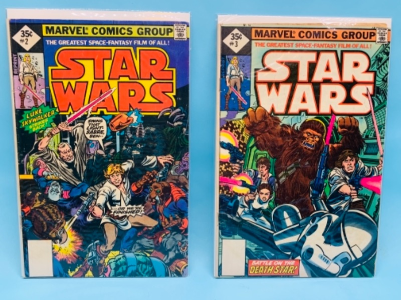 Photo 1 of 766688…2 vintage Star Wars comics in plastic sleeves 