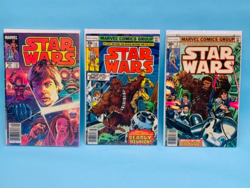 Photo 1 of 766689…3 vintage Star Wars comics newsstand in plastic sleeves 