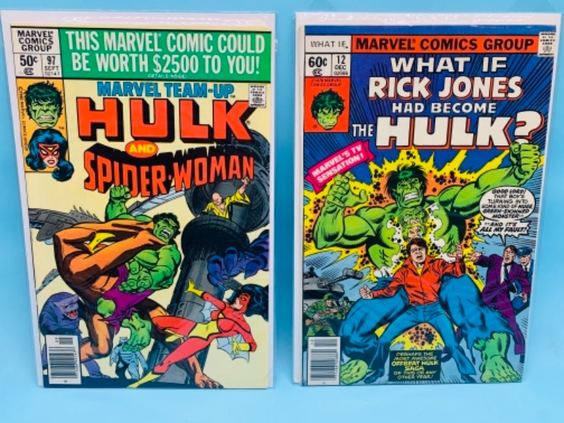Photo 1 of 766692…two vintage  hulk comics in plastic sleeves 
