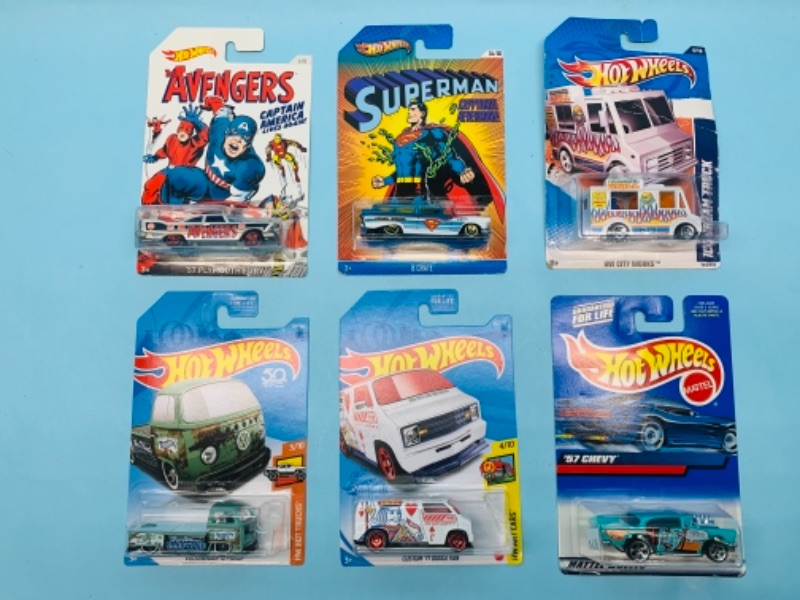 Photo 1 of 766712…6 hot wheels super heroes and character cars in original packages 