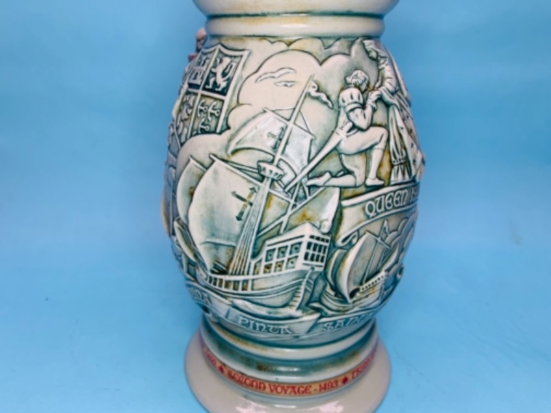 Photo 3 of 766726…vintage 9” Christopher Columbus stein handcrafted in Brazil 