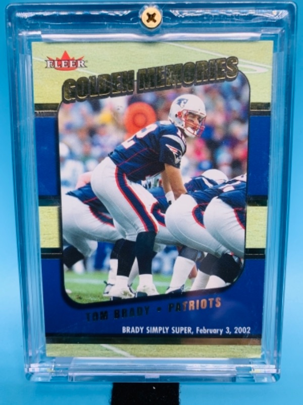 Photo 1 of 766735…fleer 2002 Golden memories Tom Brady card 3 in hard plastic case