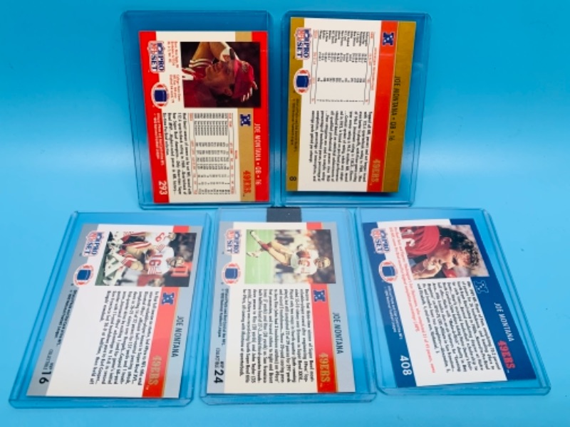 Photo 2 of 766738…5 pro set Joe Montana trading cards in hard plastic sleeves
