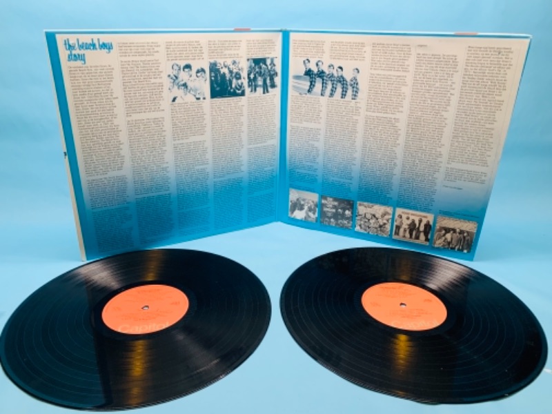 Photo 2 of 766741…beach boys greatest hits vinyl set in great condition for age in plastic sleeve 