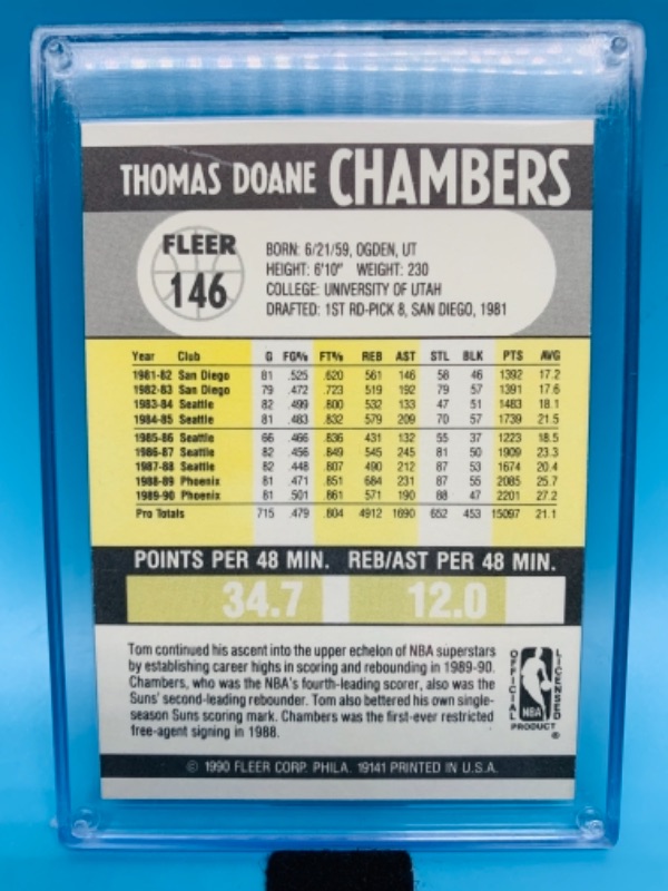 Photo 2 of 766765…fleer Thomas chambers card 146 in hard plastic case 