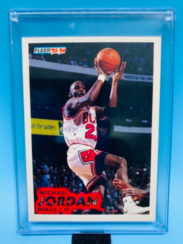Photo 1 of 766824…fleer 1993 Michael Jordan card 28 and hard plastic case