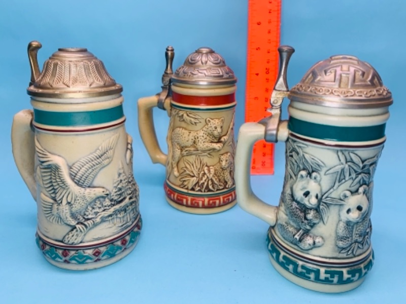 Photo 1 of 766831…3 endangered species 5” steins handcrafted in Brazil 