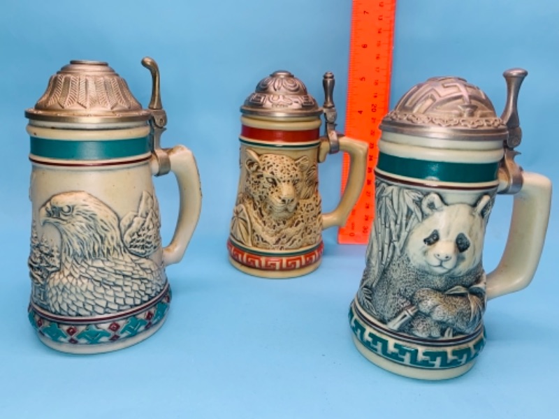 Photo 2 of 766831…3 endangered species 5” steins handcrafted in Brazil 