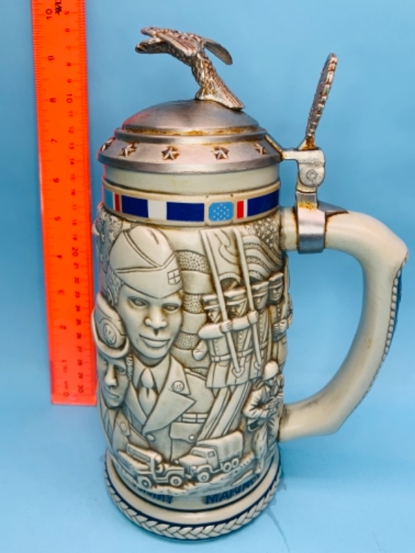Photo 1 of 766854…10 inch American armed forces stein handcrafted in Brazil 