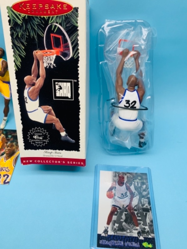 Photo 4 of 766860…2 hallmark basketball ornaments with trading cards in original boxes 