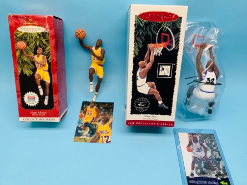 Photo 1 of 766860…2 hallmark basketball ornaments with trading cards in original boxes 