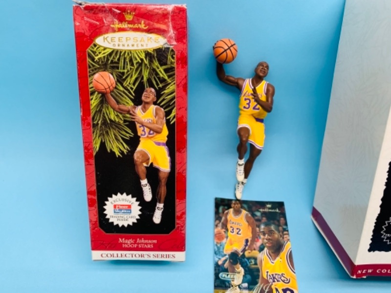 Photo 3 of 766860…2 hallmark basketball ornaments with trading cards in original boxes 