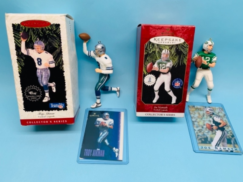 Photo 1 of 766862…2 hallmark football ornaments with trading cards in original boxes 