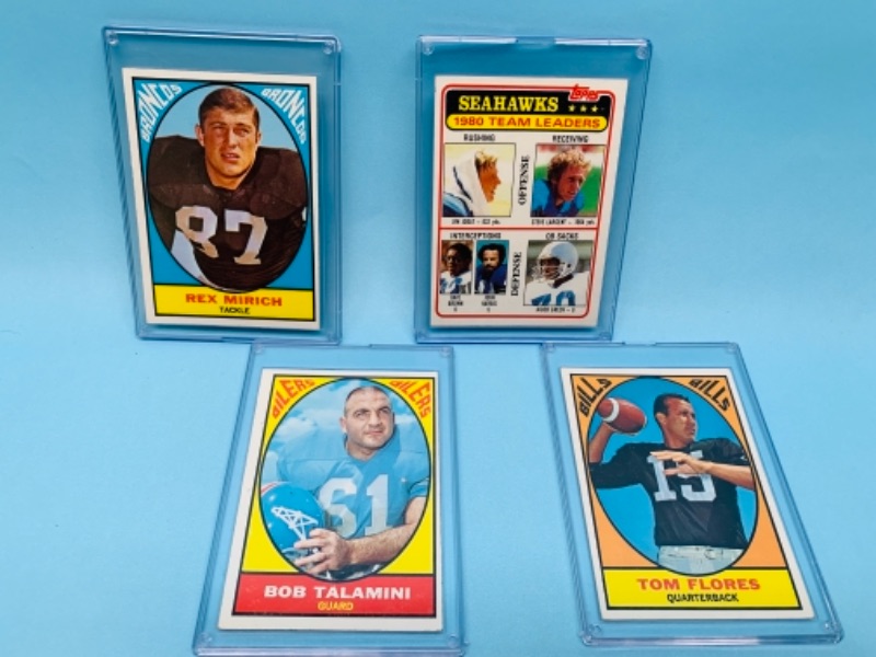 Photo 1 of 766863…vintage 1967 football quiz cards and topps 1980 Seahawks leaders card in hard plastic cases 