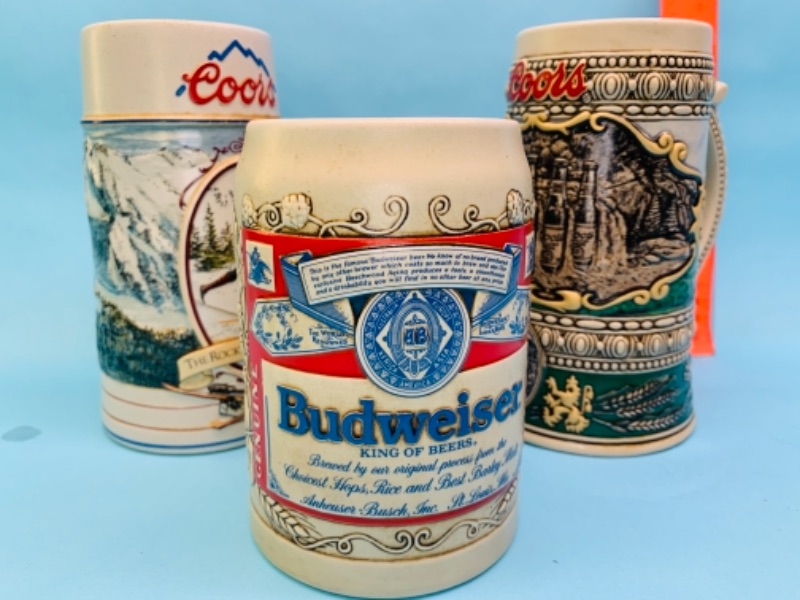 Photo 2 of 766870…2 coors and 1 Budweiser steins 