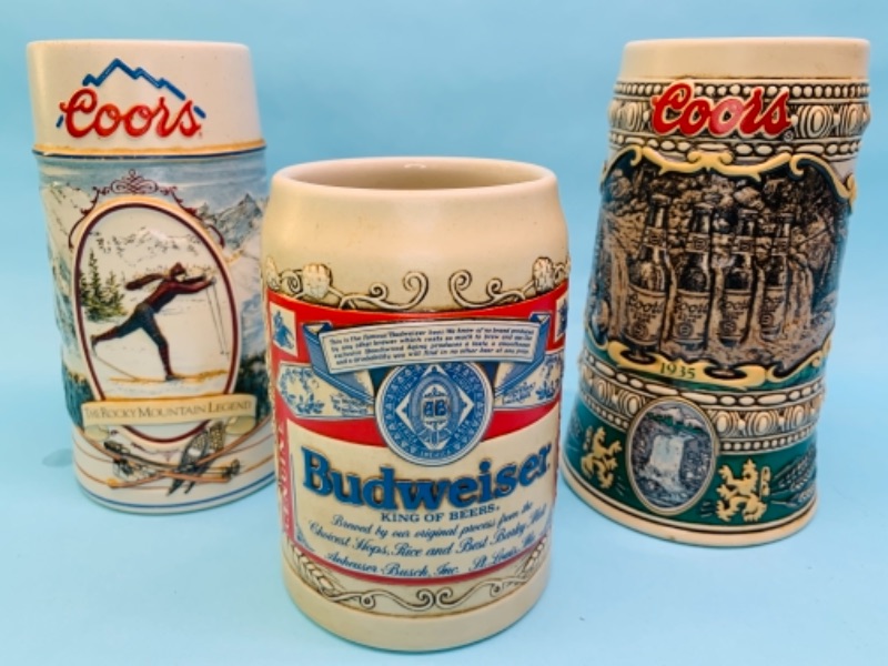 Photo 1 of 766870…2 coors and 1 Budweiser steins 