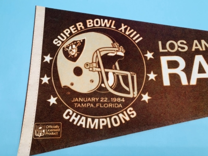 Photo 2 of 766924…vintage LA Raiders Super Bowl XVIII champions 1984 pennant