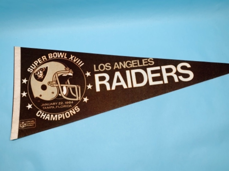Photo 1 of 766924…vintage LA Raiders Super Bowl XVIII champions 1984 pennant
