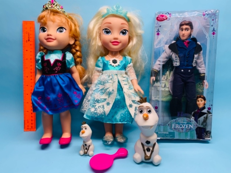 Photo 1 of 766930…3 large Disney frozen dolls and 2 snowmen figures 