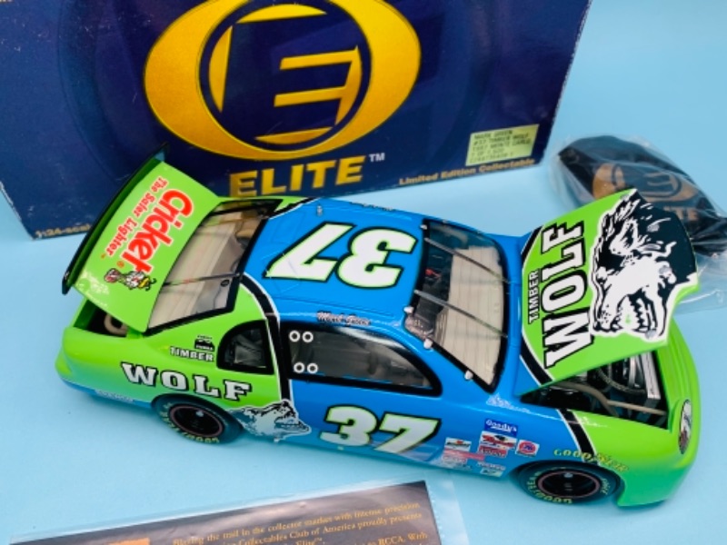 Photo 2 of 766938…large 8” elite 1:24 scale die cast numbered timber Wolf stock car in original box