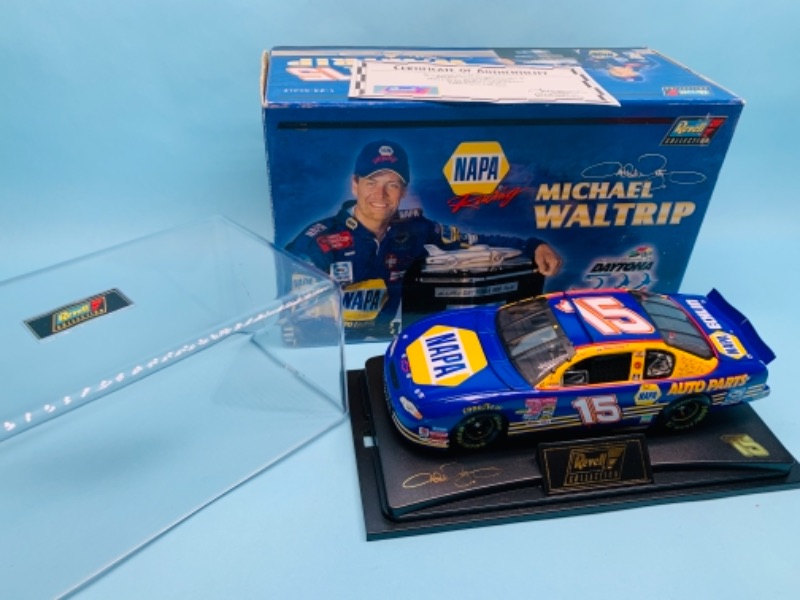 Photo 2 of 766940…Revell 1:24 scale die cast Daytona Michael Waltrip stock car with coa and display case in original box 