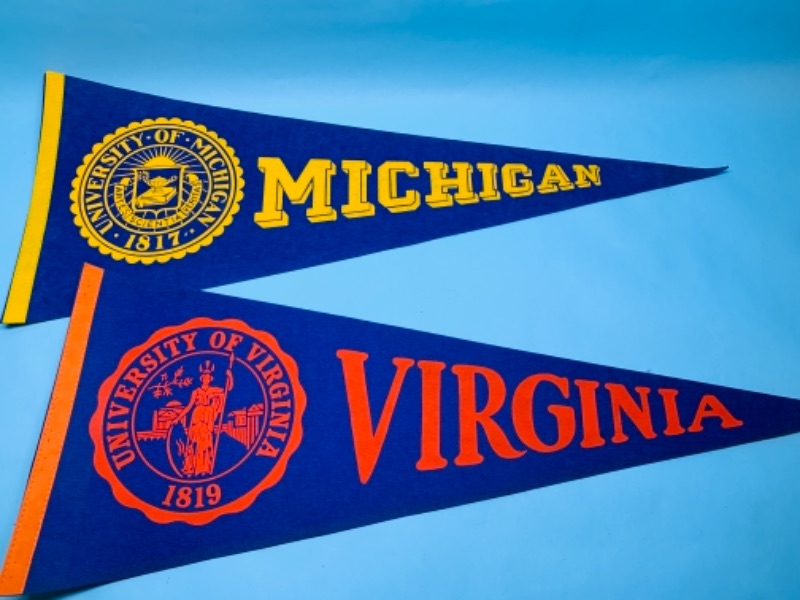 Photo 1 of 766947…vintage Michigan and Virginia sports pennants 
