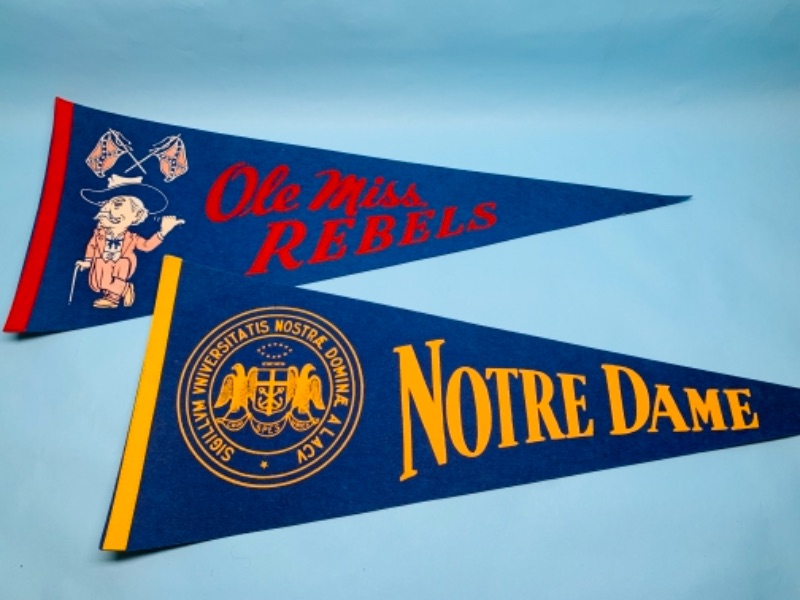 Photo 1 of 766950…vintage ole miss and notre dame sports pennants 