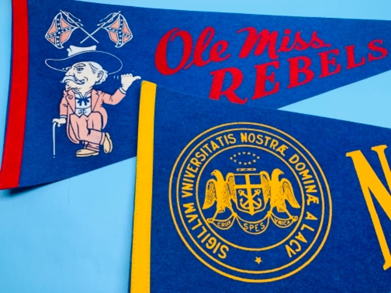 Photo 2 of 766950…vintage ole miss and notre dame sports pennants 