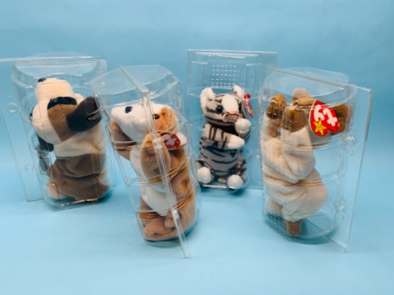Photo 2 of 766951…beanie babies ty plushies in plastic displays- cats and dogs 
